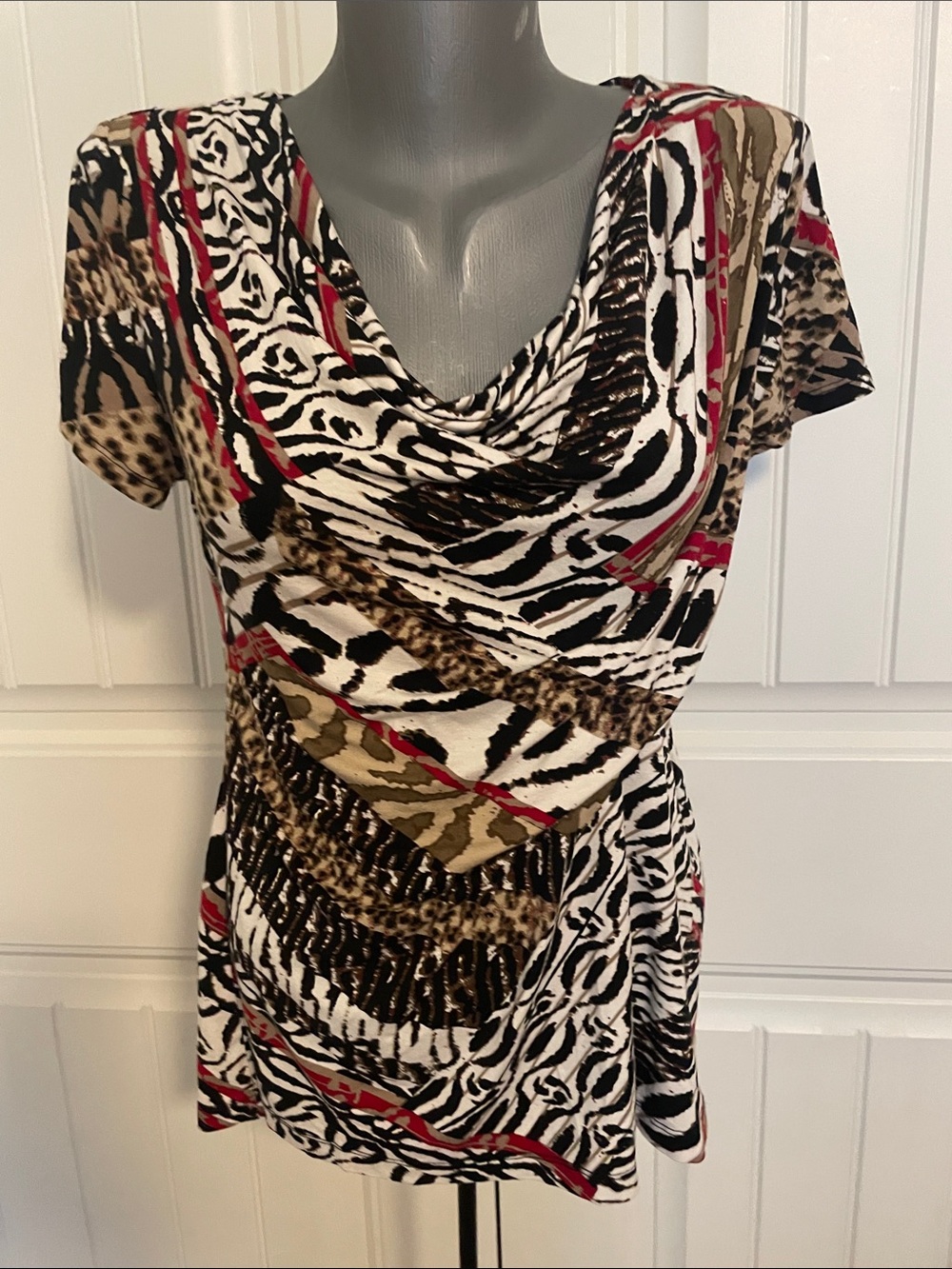 Calvin Klein Multi-Print Cowl Neck Tunic